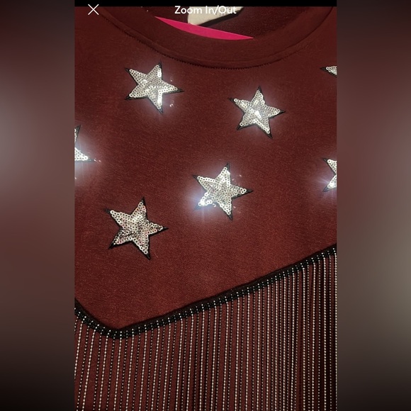 Fantastic Fawn Fringe Star Sweatshirt Large - Picture 5 of 10